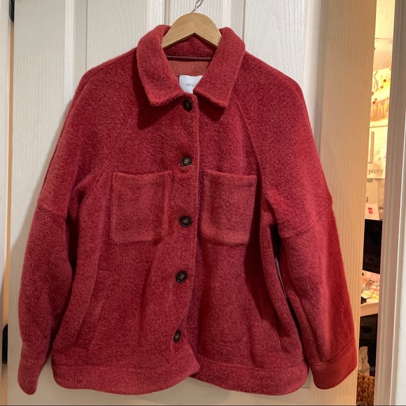 Anthropologie Houndstooth shirt Jacket Coat shacket new Nwt Greylin rust red - Picture 9 of 10